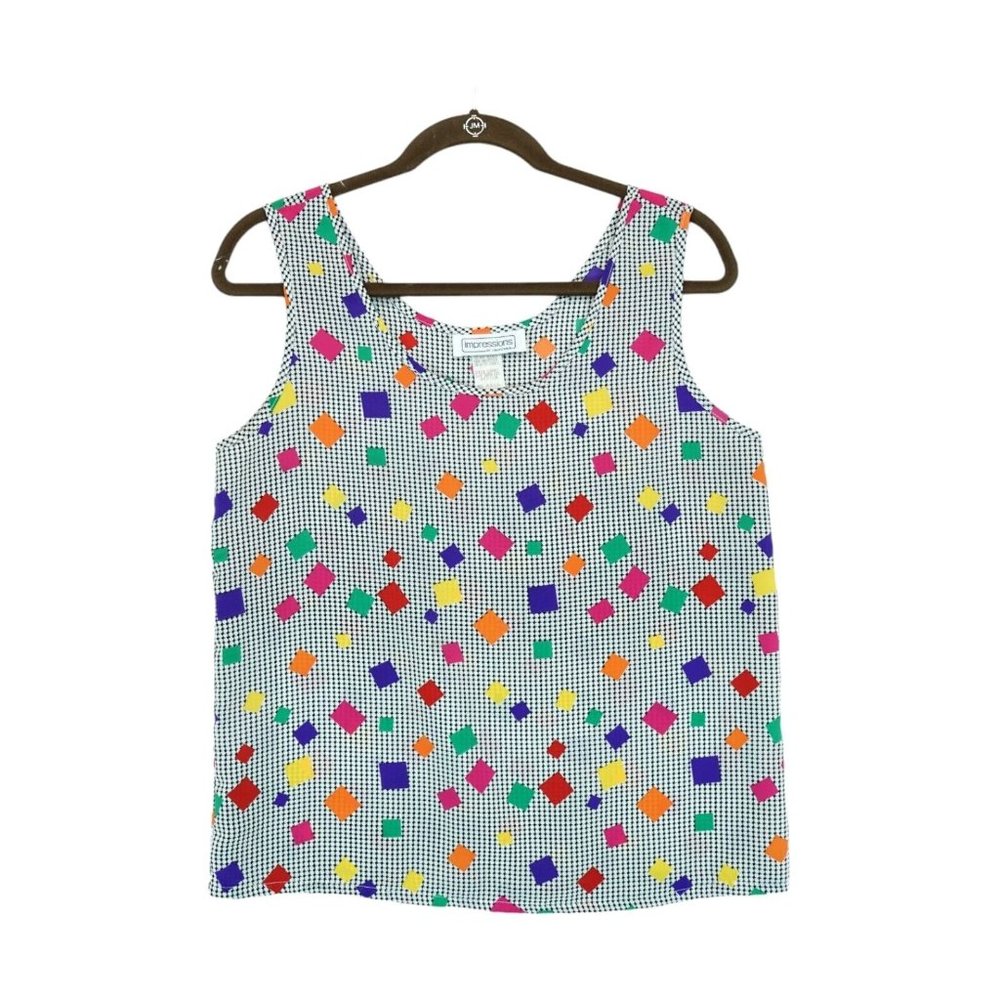 Vintage Impressions of California Plaid/Colored Squares Tank‎ Top Size Medium